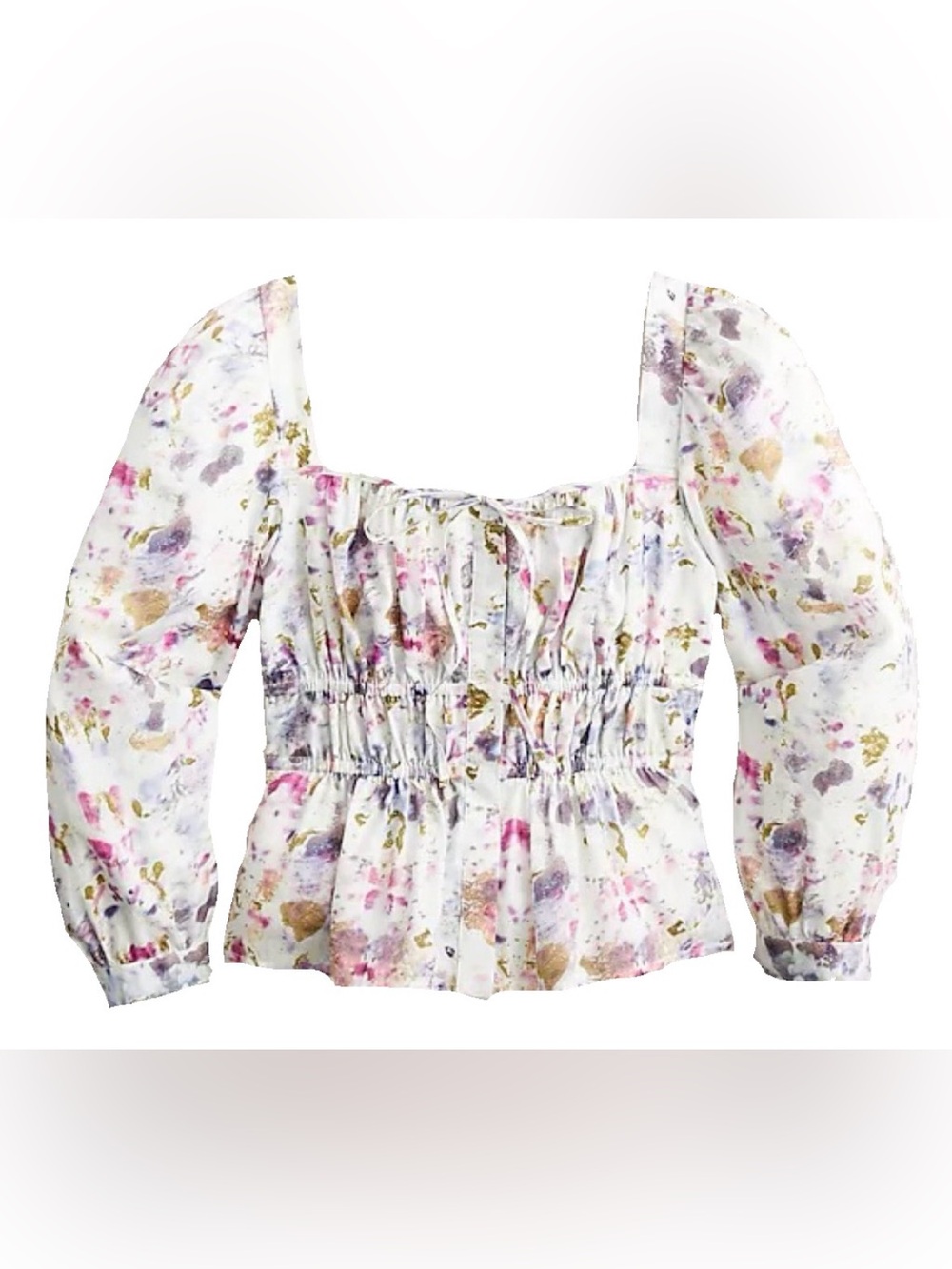 Flora Obscura X J.Crew Cinched-Waist Floral Top